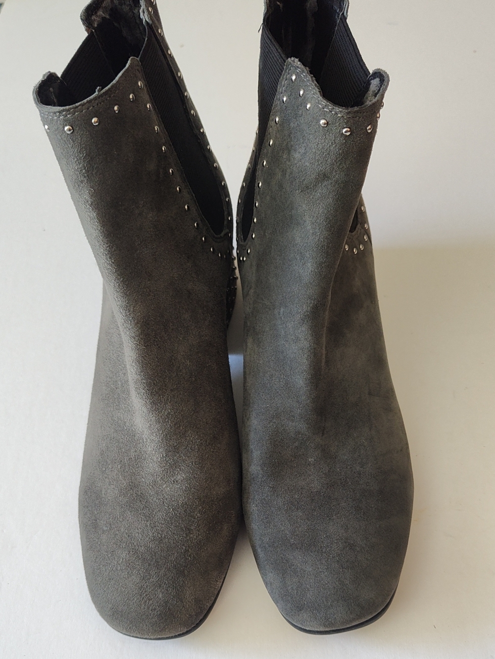 Marc Fisher Grey Suede Studded Ankle Booties